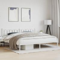 Bedframe met hoofdbord metaal wit 200x200 cm