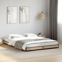 Bedframe bewerkt hout metaal sonoma eikenkleurig 120x200 cm - thumbnail