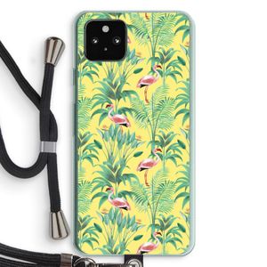 Flamingo party: Pixel 5a 5G Transparant Hoesje met koord