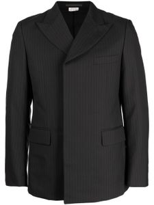 Comme des Garçons Homme Deux blazer croisé en laine à fines rayures - Noir