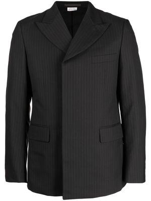 Comme des Garçons Homme Deux blazer croisé en laine à fines rayures - Noir
