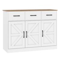 Buffetkast met 3 Laden Dressoir met Verstelbare Planken en Deuren Houten Keukenkast