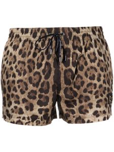 Dolce & Gabbana short de bain à imprimé léopard - Marron