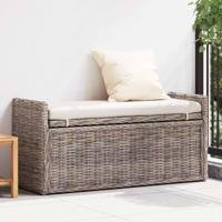 Opslagbank met kussen met opslag Grijs 110 x 40 x 50 cm Rattan