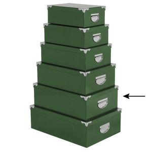 5Five Opbergdoos/box - 3x - groen - L44 x B31 x H15 cm - Stevig karton - Greenbox