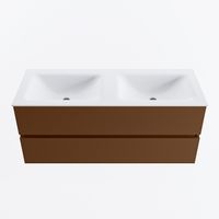 MONDIAZ VICA 120cm badmeubel onderkast Rust 2 lades. Wastafel CLOUD dubbel 2 kraangaten, kleur Talc.