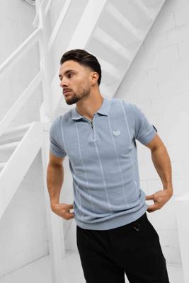 Quotrell Couture Cruz Knitted Polo Heren Lichtblauw/Wit - Maat M - Kleur: Lichtblauw | Soccerfanshop