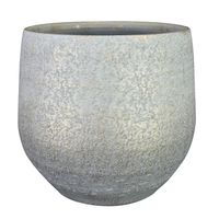 Ter Steege Plantenpot - keramiek - metallic zilvergrijs - D32/H30 cm - Plantenpotten - thumbnail