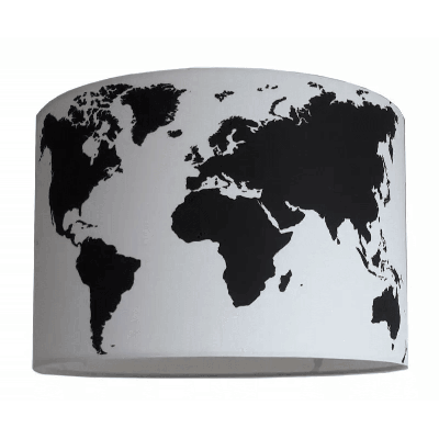 Designed4Kids hanglamp wereldkaart zwart wit