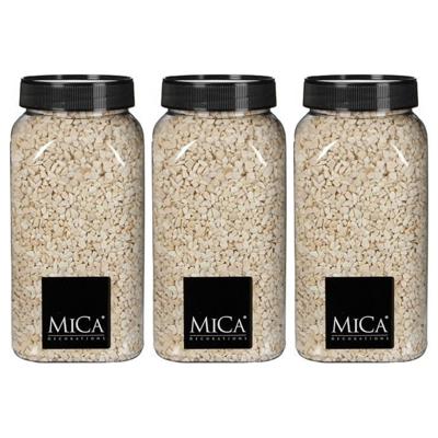 Mica Decorations decoratie stenen/granulaat - 3x - 650ml - creme - hobby steentjes