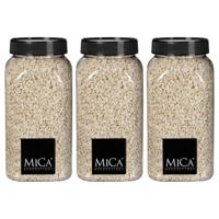 Mica Decorations decoratie stenen/granulaat - 3x - 650ml - creme - hobby steentjes
