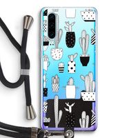 Cactusmotief: Huawei P30 Transparant Hoesje met koord