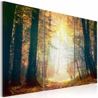 Schilderij - Schoonheid van de Herfst, 3luik , bruin geel , premium print op canvas