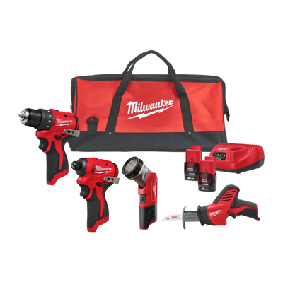 Milwaukee M12 BLPP4A-202B Accu-machineset 4-delig BLDDRC + BLIDRC + TLED + HZ in tas | Incl. 2x 2,0Ah accu en lader - 4933499693