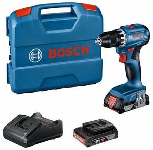 Bosch Blauw GSR 18V-45 Professional | Accuschroefboormachine | 2 x 2,0 Ah accu + oplader | In L-Case - 06019K3202