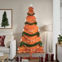 VidaXL Kerstdecoratie kerstboom 180 cm massief grenenhout wasbruin VidaXL Kerstdecoratie kerstboom 180 cm massief grenenhout wasbruin