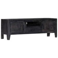 vidaXL Tv-meubel 118x30x40 cm massief mangohout zwart - thumbnail