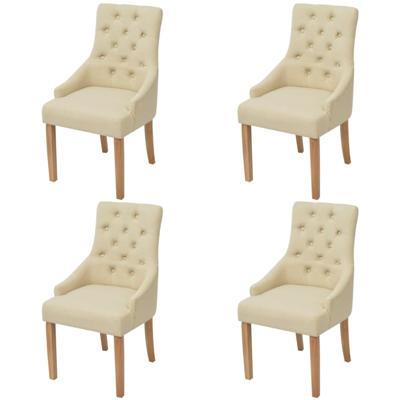 Eetkamerstoelen 4 st stof crèmekleurig