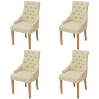 Eetkamerstoelen 4 st stof crèmekleurig
