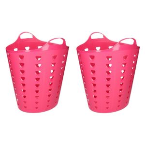 Set van 2x stuks roze wasmand flexibel 60 liter