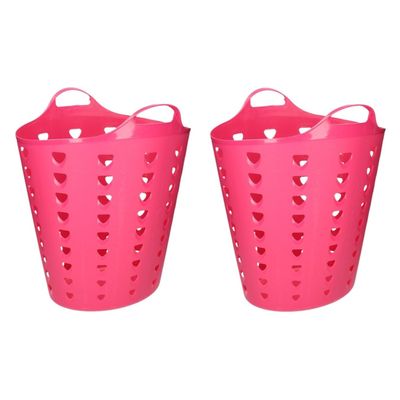 Set van 2x stuks roze wasmand flexibel 60 liter