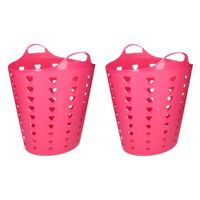 Set van 2x stuks roze wasmand flexibel 60 liter - thumbnail