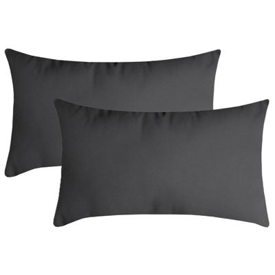 Stof Textile sierkussen Nelson - 2x - donkergrijs - 30 x 50 cm - bank kussens - polyester