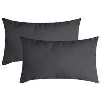 Stof Textile sierkussen Nelson - 2x - donkergrijs - 30 x 50 cm - bank kussens - polyester