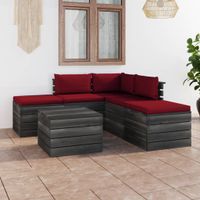 vidaXL 6-delige Loungeset met kussens pallet massief grenenhout - thumbnail
