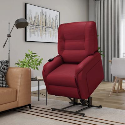 vidaXL Massagefauteuil elektrisch sta-op-stoel kunstleer wijnrood