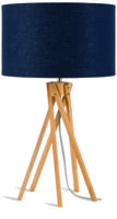 Good&Mojo Tafellamp 'Kilimanjaro' Bamboe en Eco linnen, kleur Denimblauw