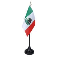 Vlag Mexico tafelvlaggetjes - 1x stuks - 10 x 15 cm vlag - met zwarte standaard