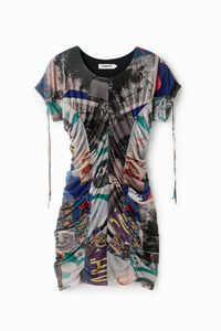 Slim fit mini-jurk met ruches - MATERIAL FINISHES - L