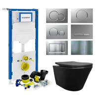 Geberit UP320 Toiletset Wiesbaden Vesta Junior Rimless Mat Zwart Set74 met Sigma Drukplaat