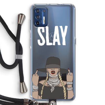 Slay All Day: Motorola Moto G9 Plus Transparant Hoesje met koord