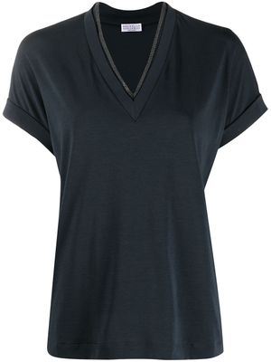 Brunello Cucinelli blouse à manches courtes - Bleu