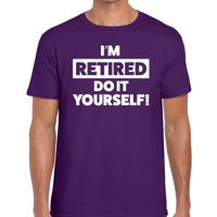 Pensioen thema cadeau I am retired do it yourself! t-shirt -paars - voor heren - afscheid cadeau