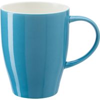 Koffie mokken/bekers Paris - 1x - porselein - met oor - lichtblauw - 350 ml - stijlvolle vorm
