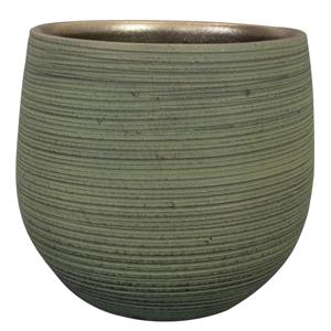 Ter Steege Steege Plantenpot - keramiek - donkergroen - stripes - D26xH25 cm