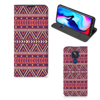 Motorola Moto G9 Play Hoesje met Magneet Aztec Paars