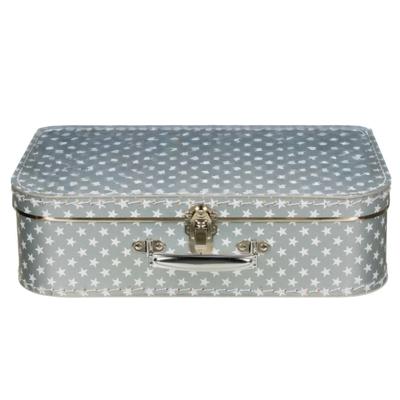 Kinderkoffer sterren - zilver - 35 cm - karton - logeerkoffer / opbergkoffer - kraamcadeau Kinderkoffer sterren - zilver - 35 cm - karton - logeerkoffer / opbergkoffer - kraamcadeau