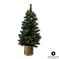 Kerstboom Excellent Trees® Husby 90 cm in Pot met 80 LED lampjes op batterijen - Kunstkerstboom LED verlichting - Hoogwaardig naald PVC