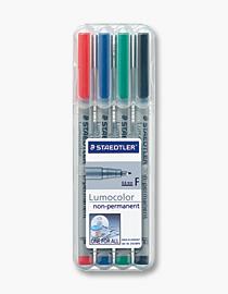 Staedtler Lumocolor 316, OHP-marker, non permanent, 0,6 mm, box van 4 stuks in geassorteerde kleuren