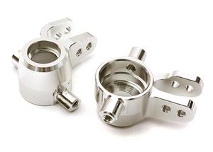 Integy Billet Machined Steering Knuckles, Silver - Traxxas Rustler 4X4