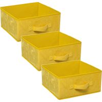 Set van 3x stuks opbergmand/kastmand 14 liter geel polyester 31 x 31 x 15 cm