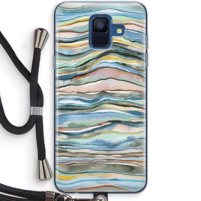 Watercolor Agate: Samsung Galaxy A6 (2018) Transparant Hoesje met koord