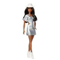 Barbie - Barbie Fashionistas Doll Zilveren Jurk met Cowboyhoed - Barbie - HYT95
