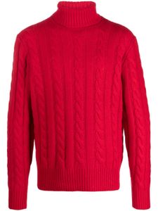 Polo Ralph Lauren pull en maille torsadée à col roulé - Rouge