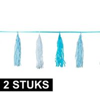 2x Kwast tassel slingers blauw van 3 meter - thumbnail