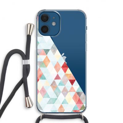 Gekleurde driehoekjes pastel: iPhone 12 Transparant Hoesje met koord